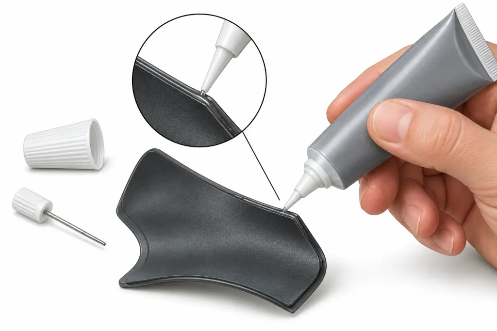 Controlled narrow bead application on small flexible repair edge