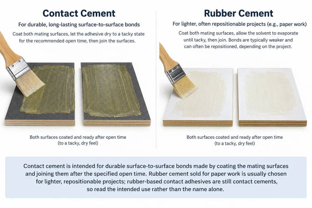 Two coated laminate surfaces before contact joining