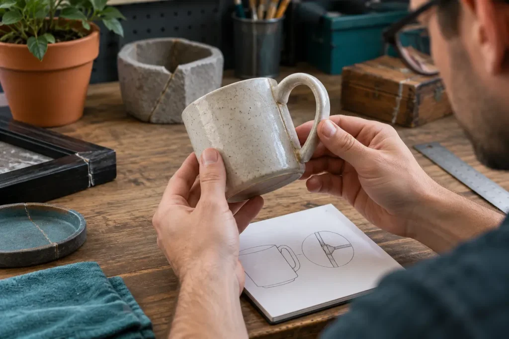 Inspecting an illustrative decorative repair after curing