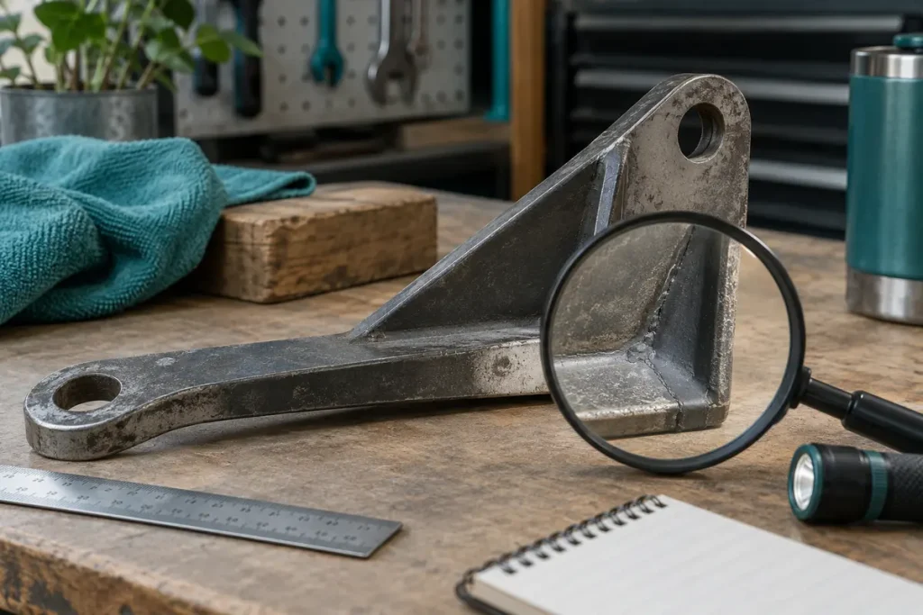 Examining an illustrative rigid metal specimen repair