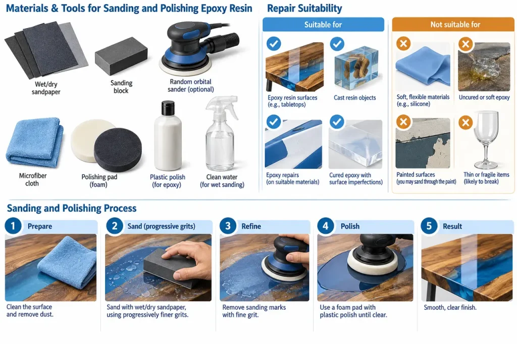 How to sand and polish epoxy resin — material selection