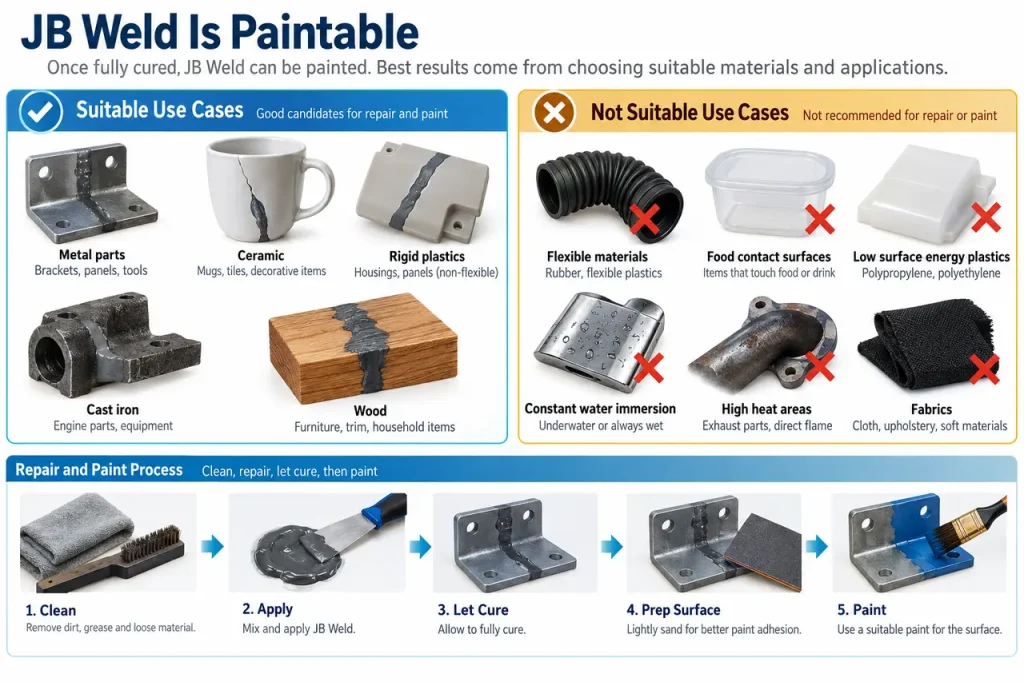 Is j-b weld paintable — material selection