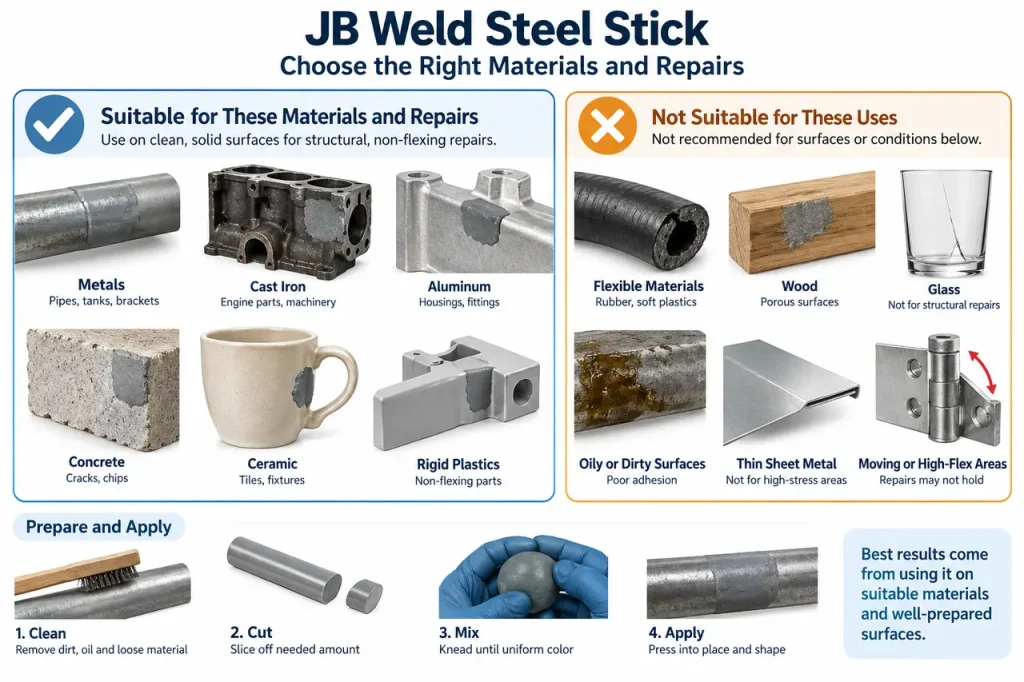 How to use j-b weld steel stick — material selection