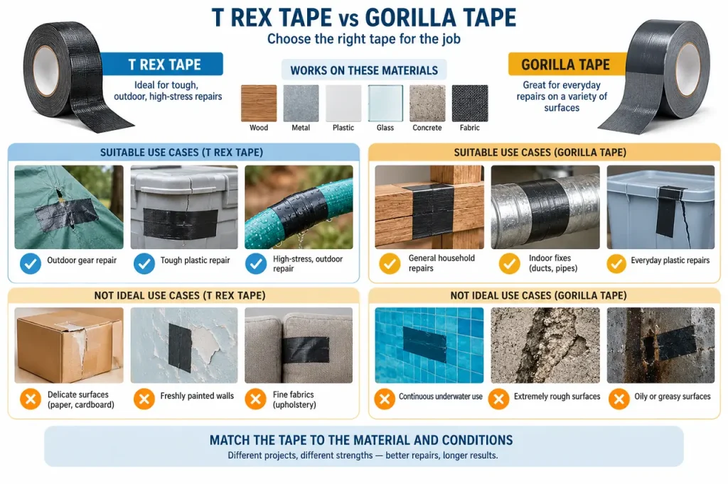 T rex tape vs gorilla tape — material selection