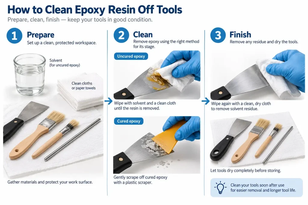 How to clean epoxy resin off tools — preparation and application