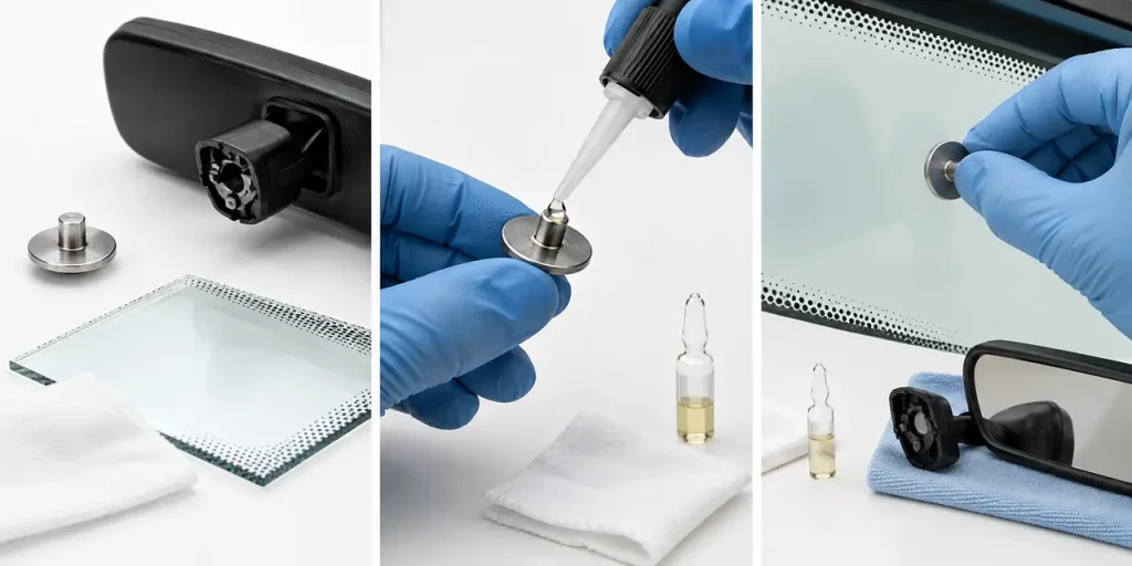 Glue for rearview mirror — preparation and application