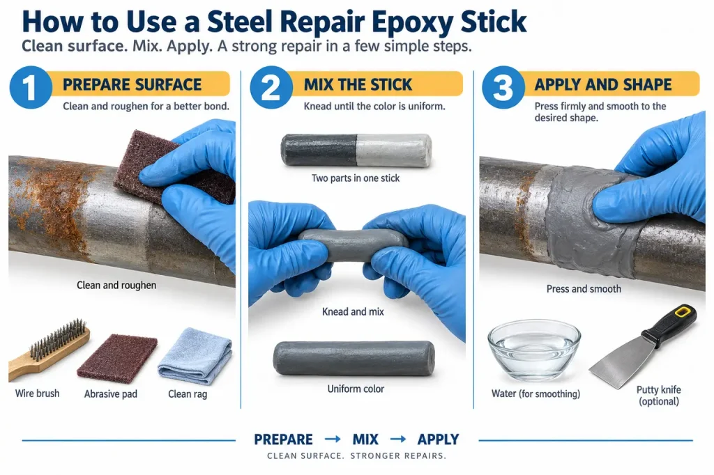 How to use j-b weld steel stick — preparation and application