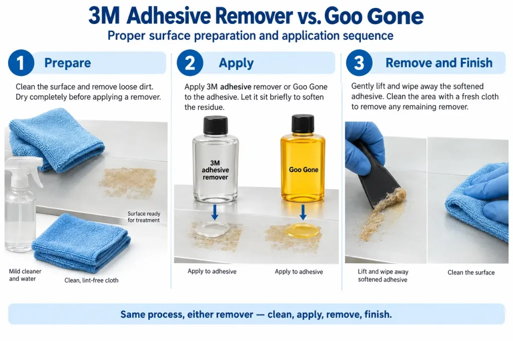 3m adhesive remover vs goo gone — preparation and application