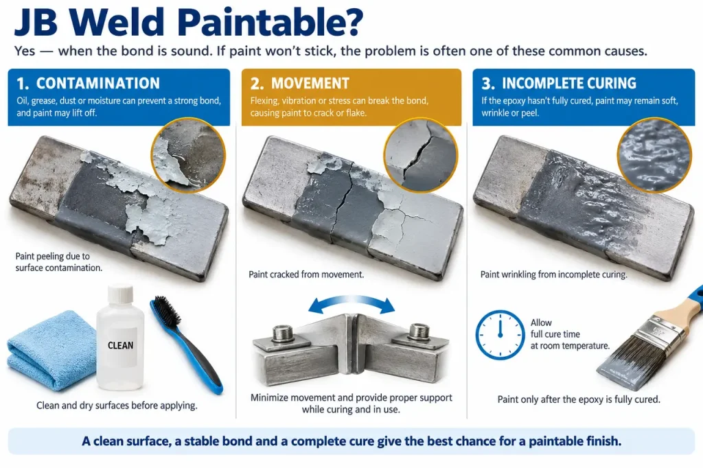 Is j-b weld paintable — common failure checks