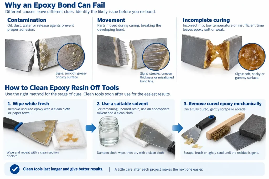 How to clean epoxy resin off tools — common failure checks