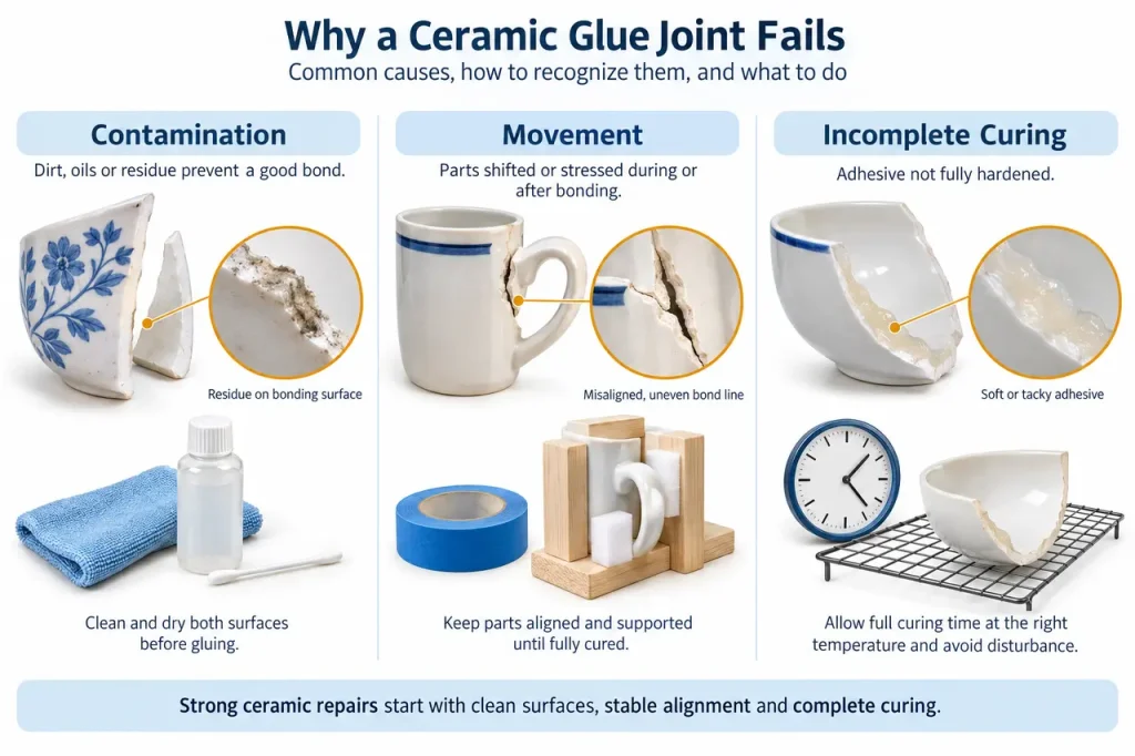 Glue for ceramics — common failure checks