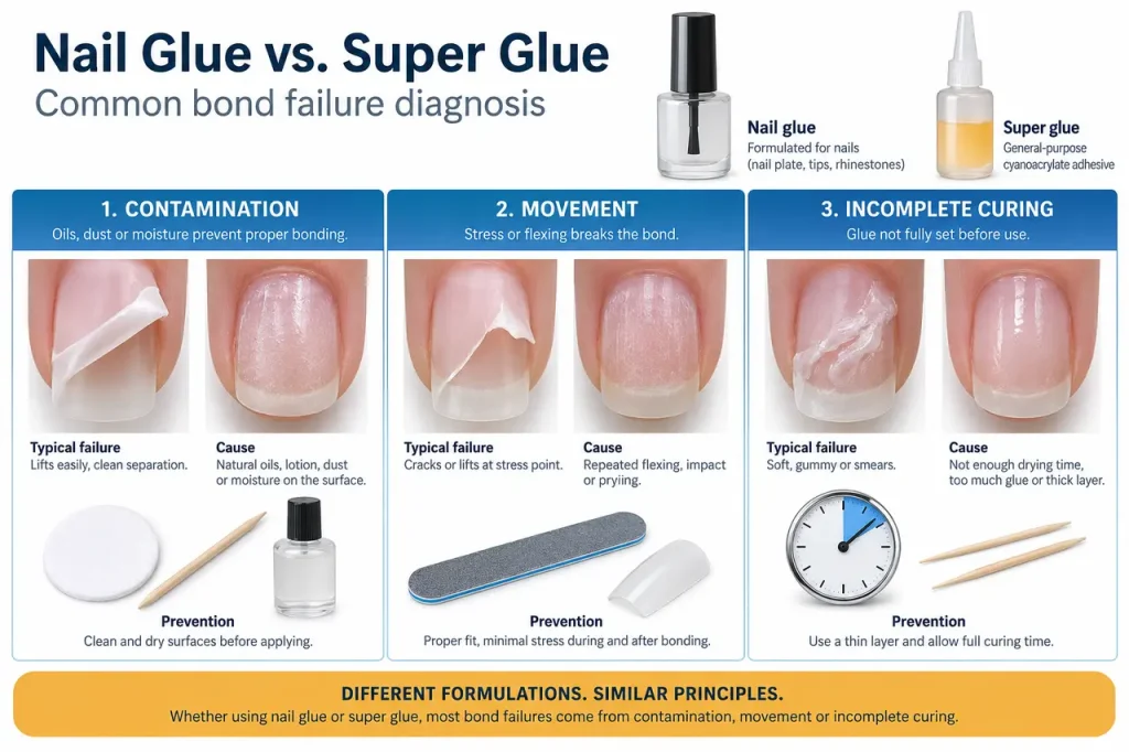 Nail glue vs super glue — common failure checks