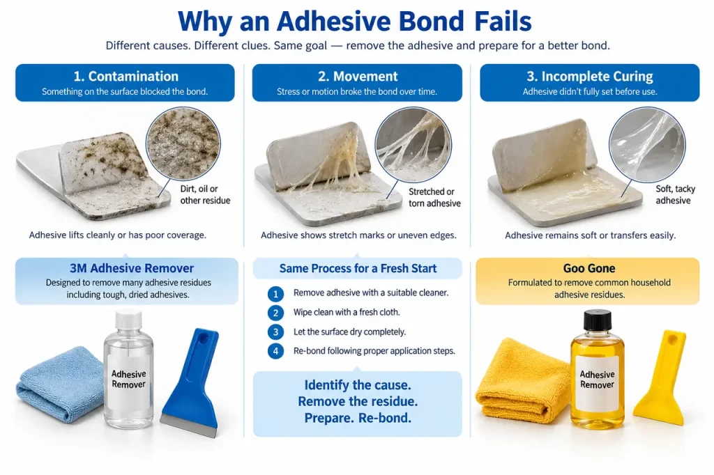 3m adhesive remover vs goo gone — common failure checks