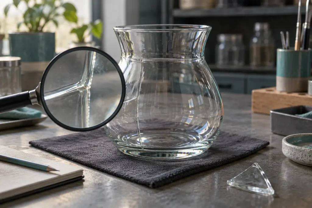 Inspecting an illustrative decorative glass repair