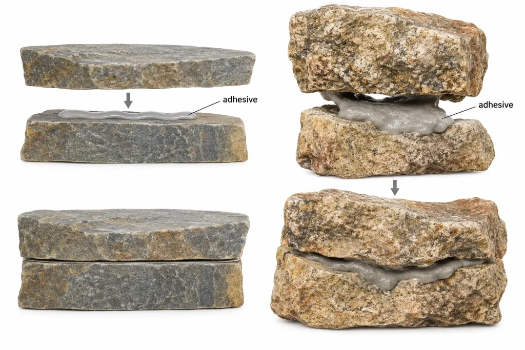 Stone craft joint close fit versus uneven broad landscaping joint