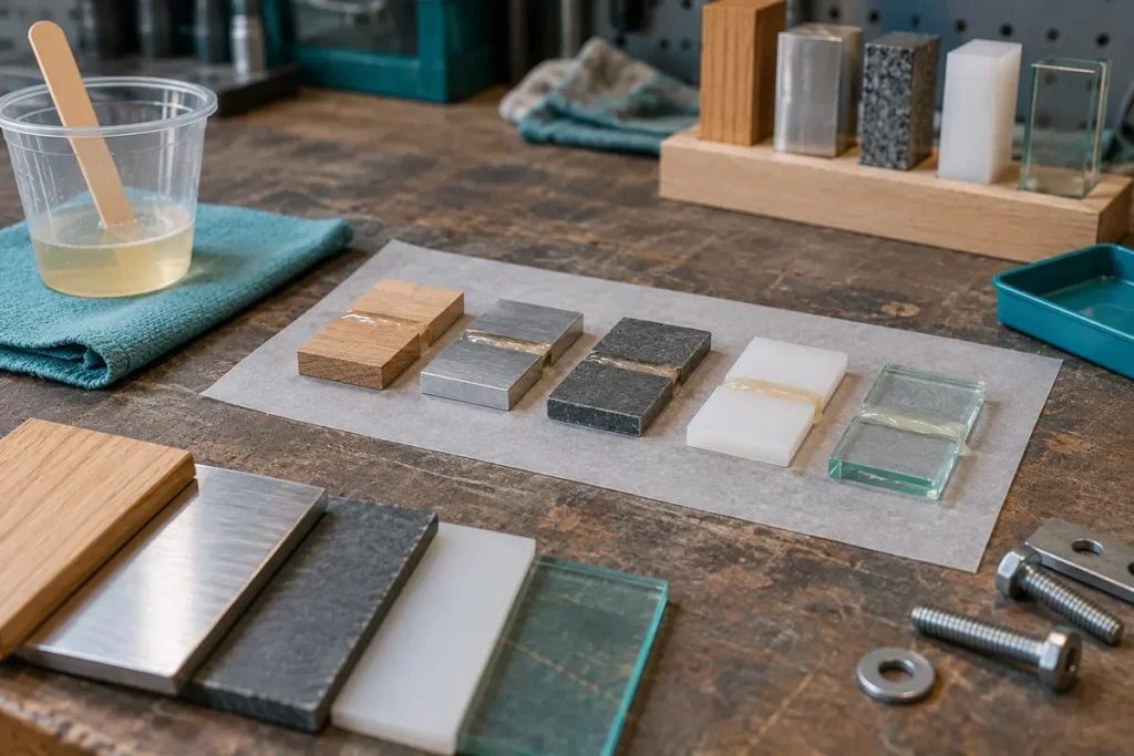 Epoxy mixing tools and small coated sample materials