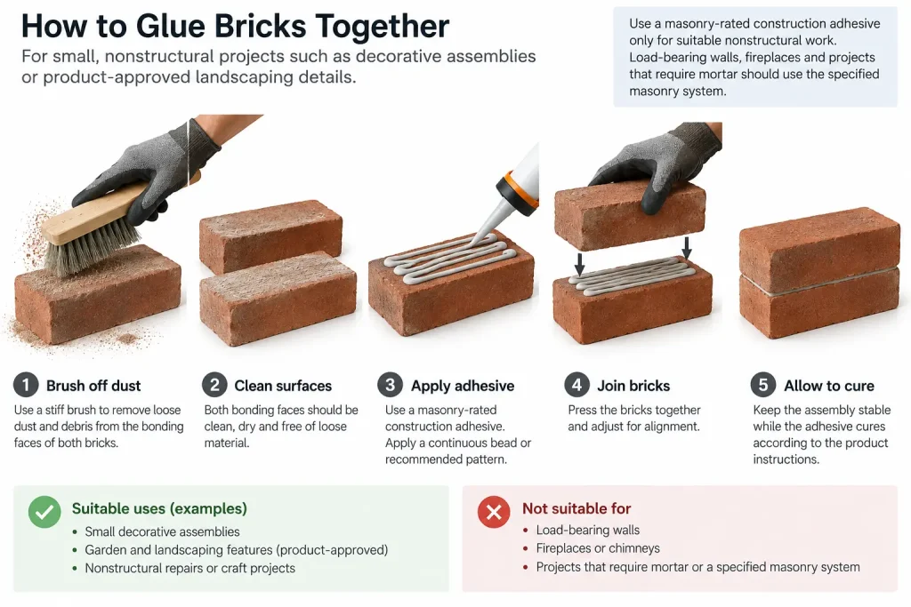 Brushing dust off brick bonding faces