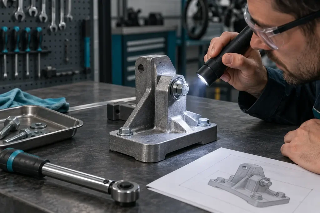 Inspecting an assembled metal fastener sample