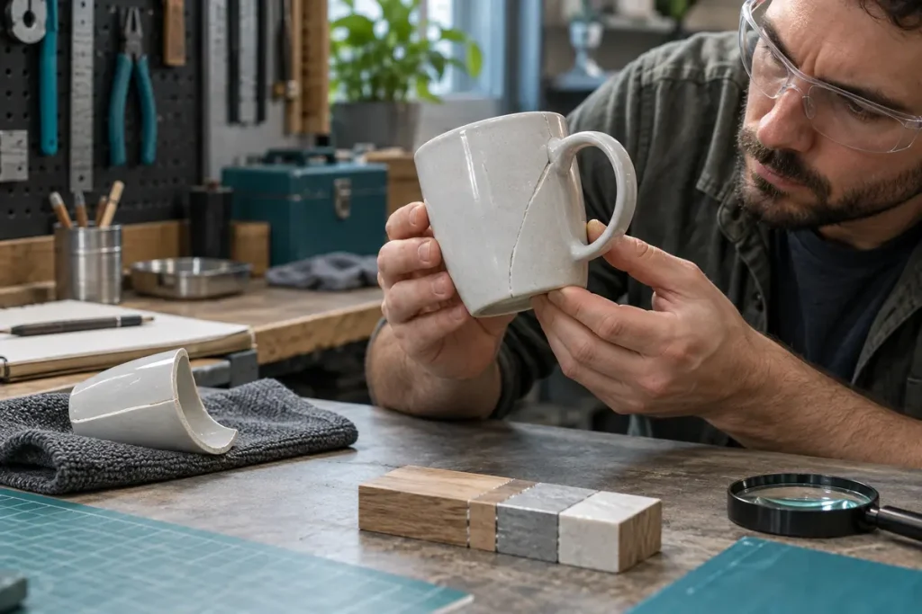 Inspecting an illustrative decorative super-glue repair