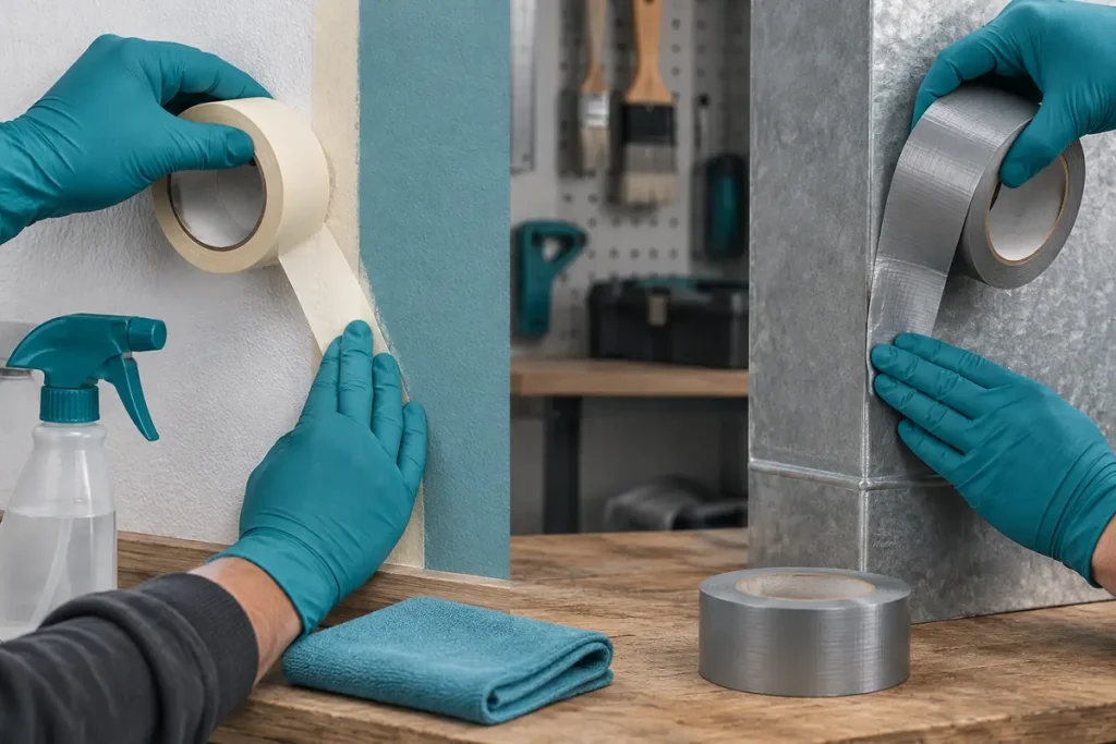 Comparing paint masking with a reinforced temporary tape application