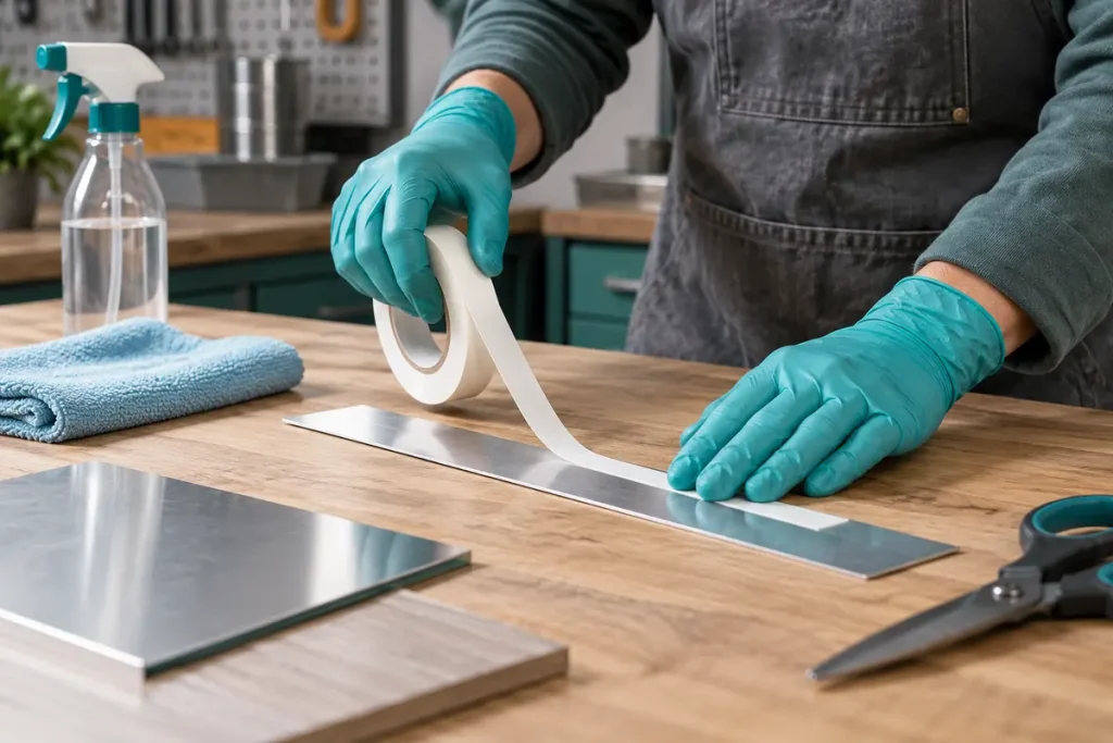 Pressing an adhesive tape strip across its full contact area