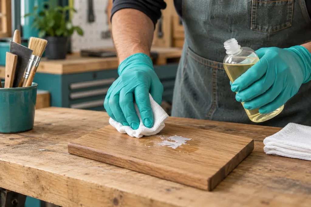 Localized residue removal from a finished-wood sample