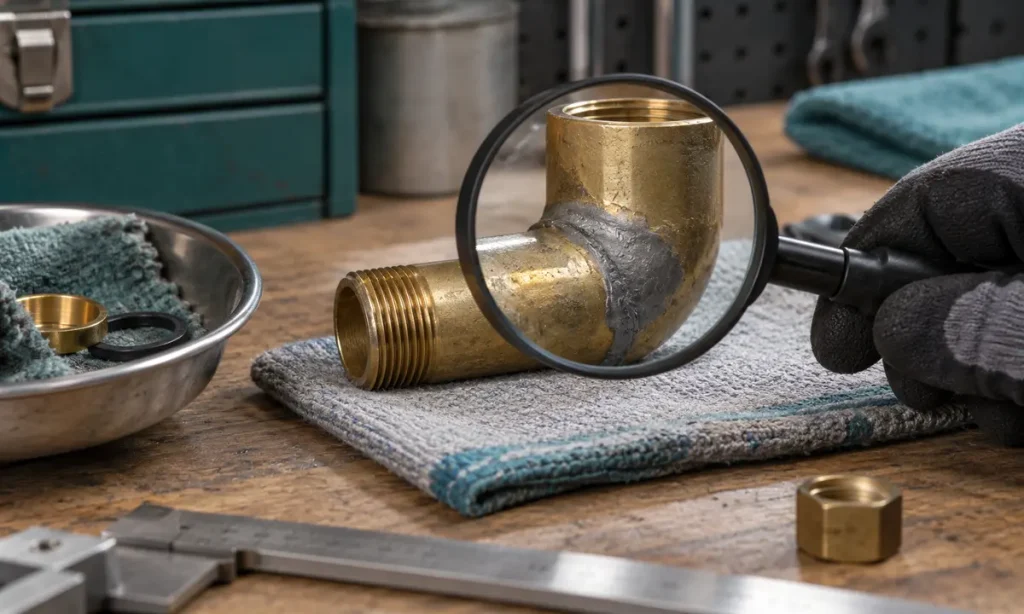 Close inspection of an illustrative brass epoxy joint