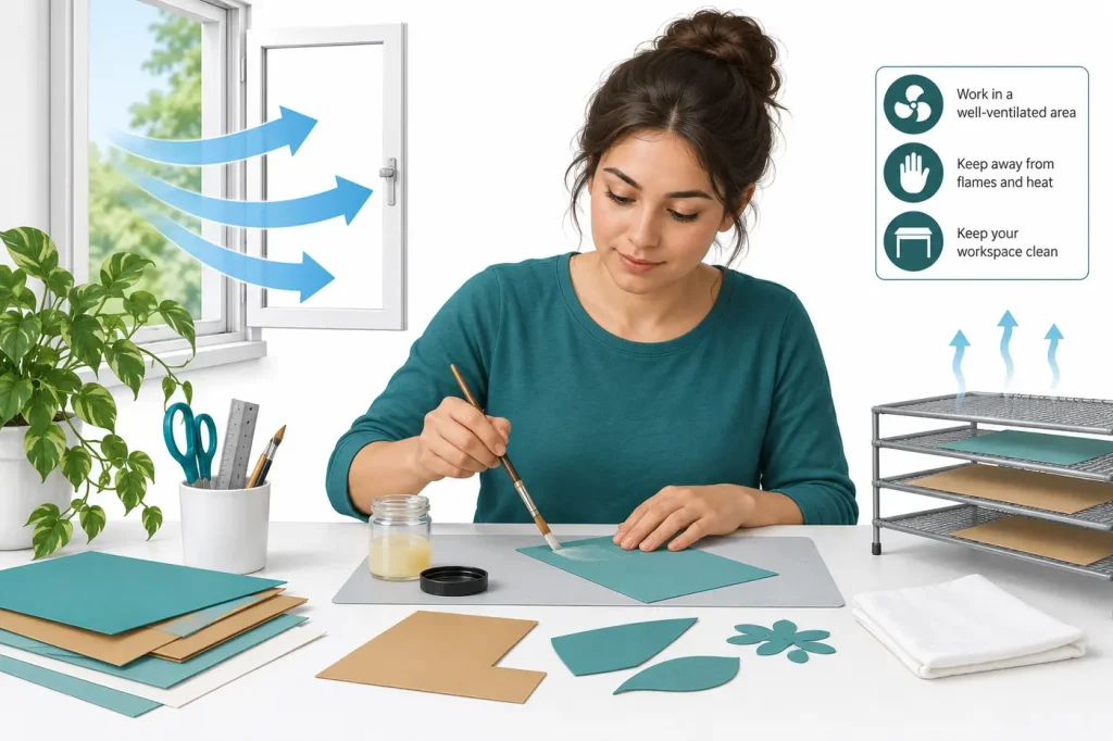 Ventilated paper craft workstation without flame or heat