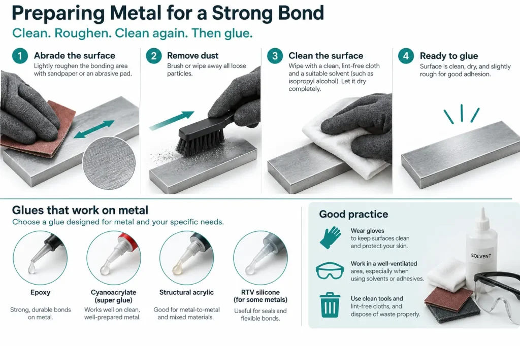 Abrasion and cleaning a metal bond surface